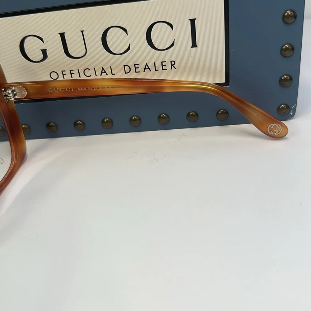 New 100% Authentic Gucci GG0473O 003 Oversized Havana Designer Eyeglasses Women